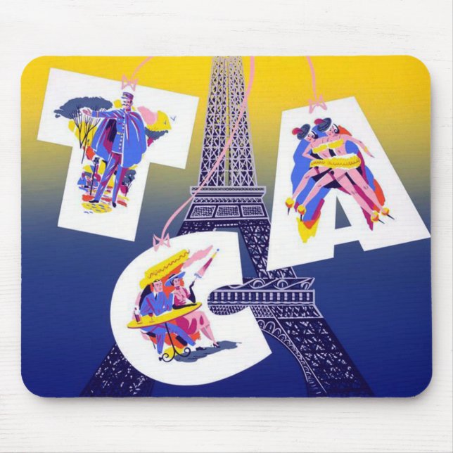 Mousepad Publicidade à Viagem aérea da Torre Eiffel de Pari (Frente)