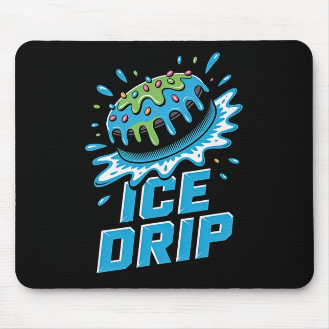 Mousepad Puck de hóquei no gelo infantil gráfico de gotejam (Frente)
