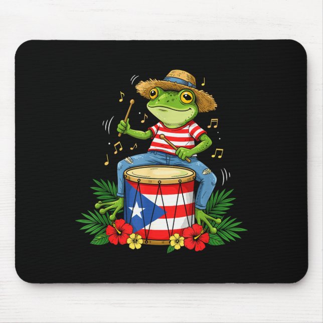 Mousepad Puerto Rican Flag Coqui Frog Puerto Rico Hispanic  (Frente)