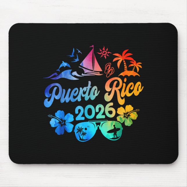 Mousepad Puerto Rico 2026 Vacation Beach Tie Dye Trip Summe (Frente)