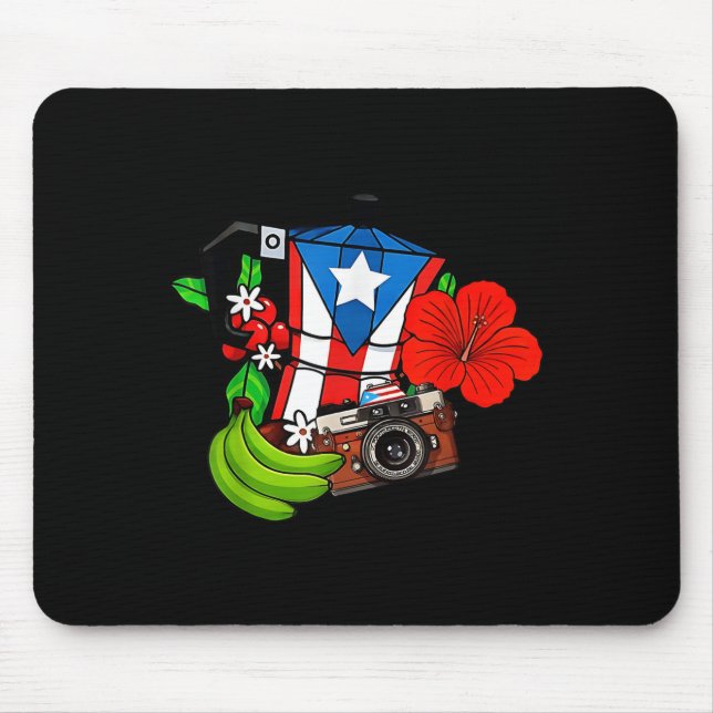 Mousepad Puerto Rico Flag Floral Frog Boricua Women Hispani (Frente)
