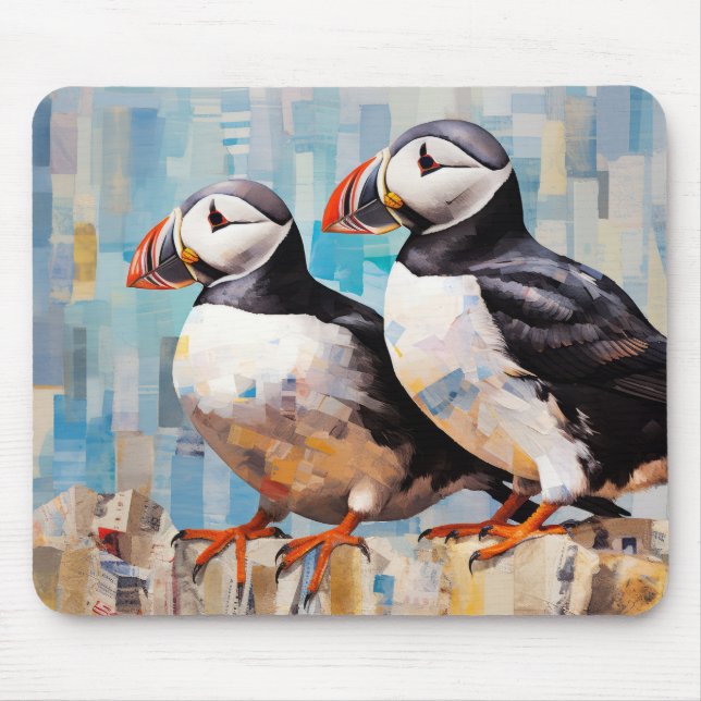 Mousepad Puffin Animal Art Decor Paint (Frente)