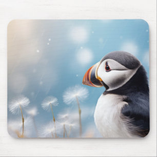 Mousepad Puffin Aves Selvagens Tranquilo Animais Pacíficos