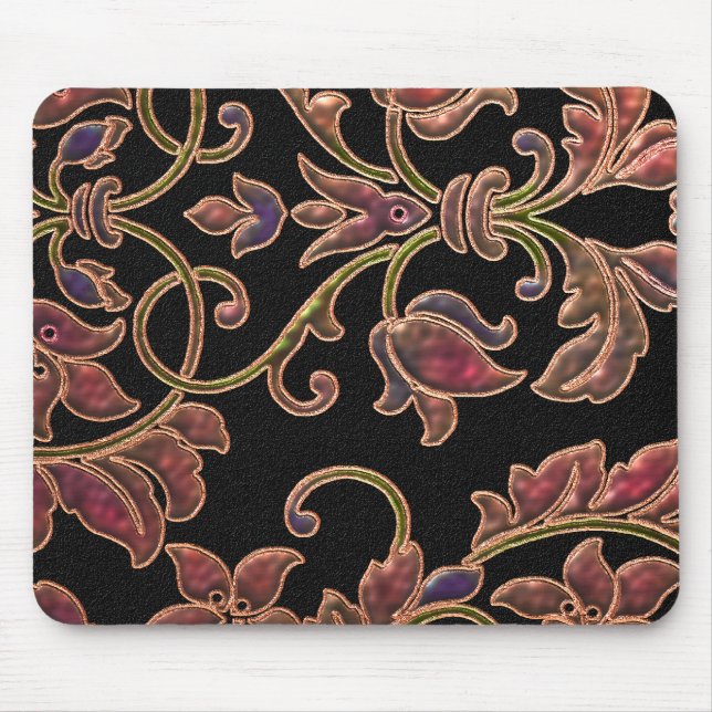 Mousepad Puffy Look Damask on Black (Frente)