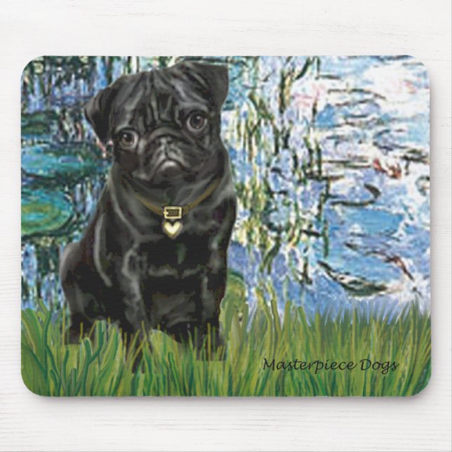 Mousepad Pug 13 (preto) - Lírios 1 (Frente)