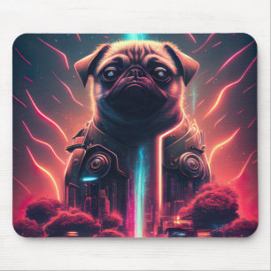Mousepad Pug Adorável no Figurino Robô Futurístico