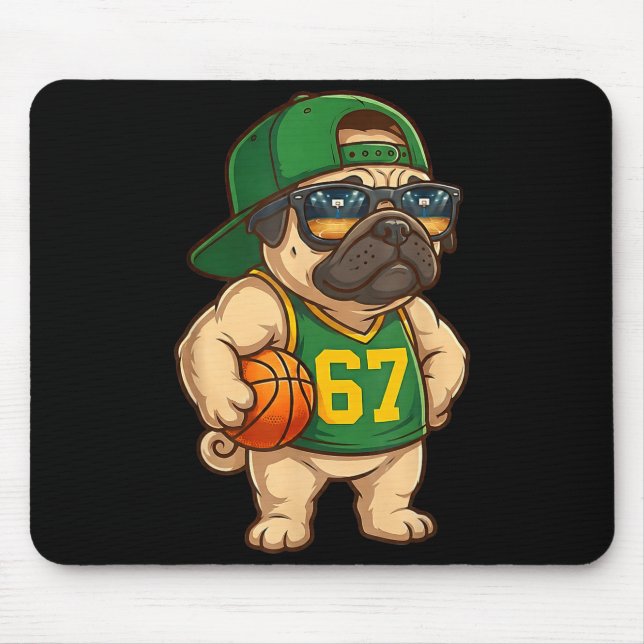 Mousepad Pug Basketball Dog 67 Gen Alpha Slang Srts Men Boy (Frente)