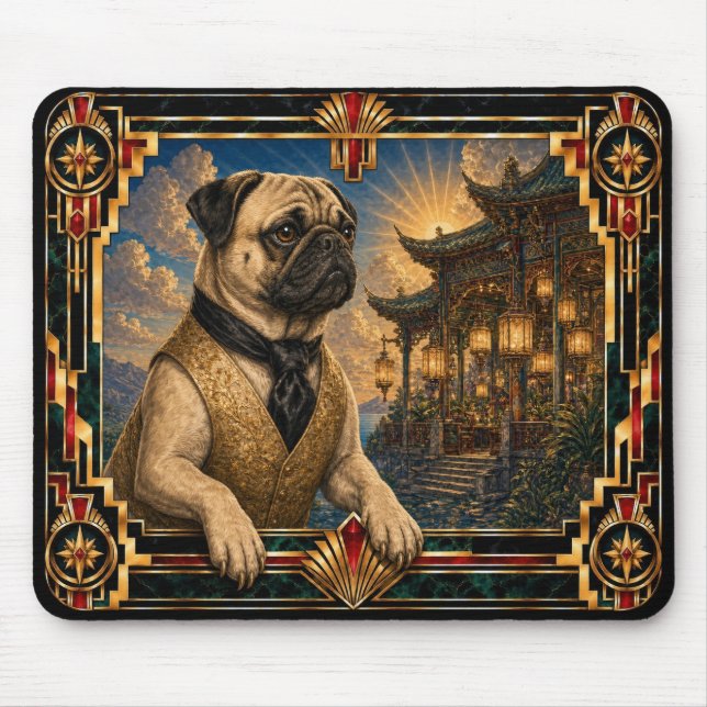 Mousepad Pug, Cão Art Déco (Frente)