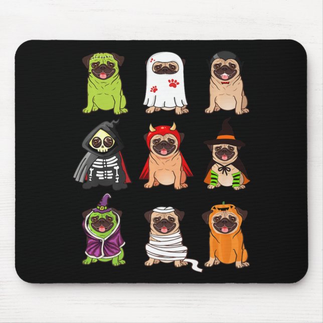 Mousepad Pug Collection Happy Pugoentre Halloween Spooky Co (Frente)