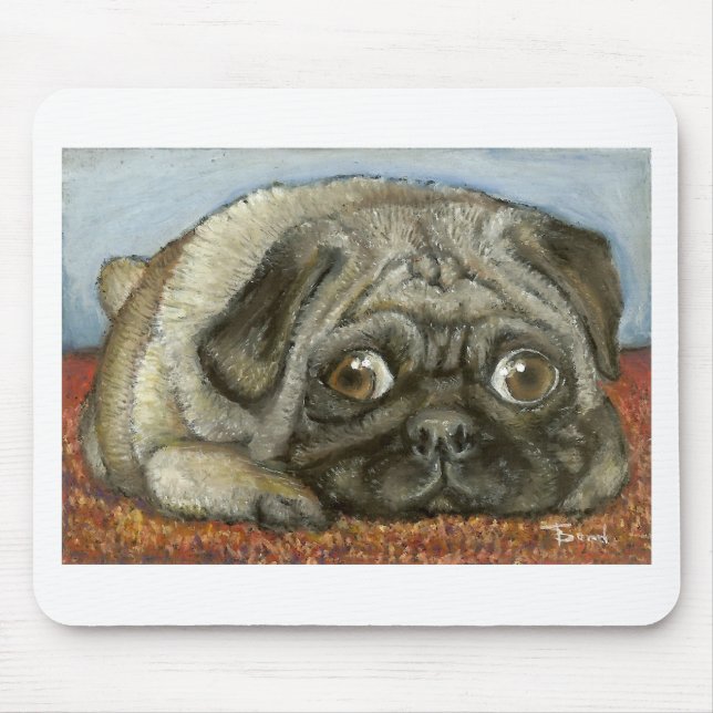Mousepad Pug confortável (Frente)
