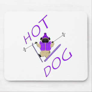 Mousepad Pug do esqui do Hotdog