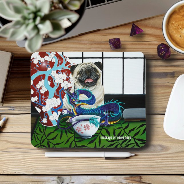 Mousepad Pug Dog Chinese Dragon (Criador carregado)