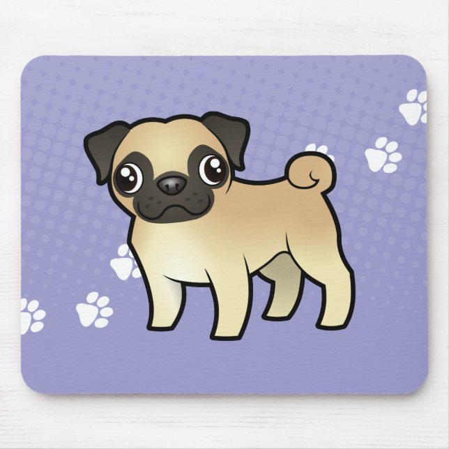 Mousepad Pug dos desenhos animados (Frente)
