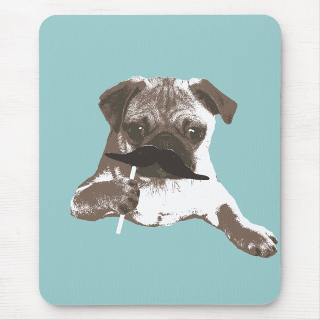 Mousepad Pug engraçado do bigode (Frente)