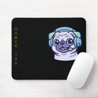 Mousepad Pug Gamer Personalizado Preto Verde Ácido Profissi