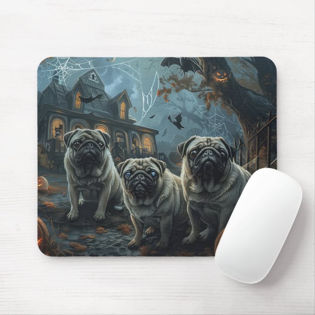 Mousepad Pug Halloween - Doggy Noite Delight (Com mouse)
