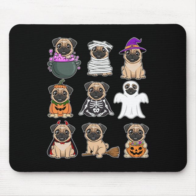 Mousepad Pug Halloween Figurume Spooky Fantasma Pumpkin Pug (Frente)