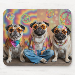 Mousepad Pug Hippie