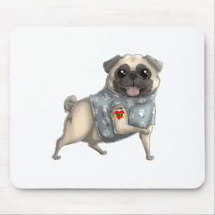 Mousepad Pug I Love Mamãe Tatuagem Camiseta de cão Dia de a
