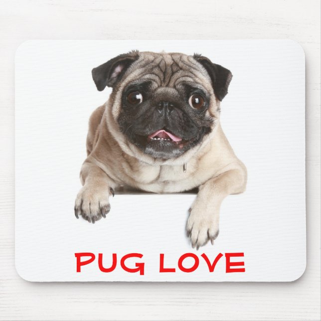 Mousepad Pug Love Puppy Dog Saindo Do Bocal Da Língua (Frente)