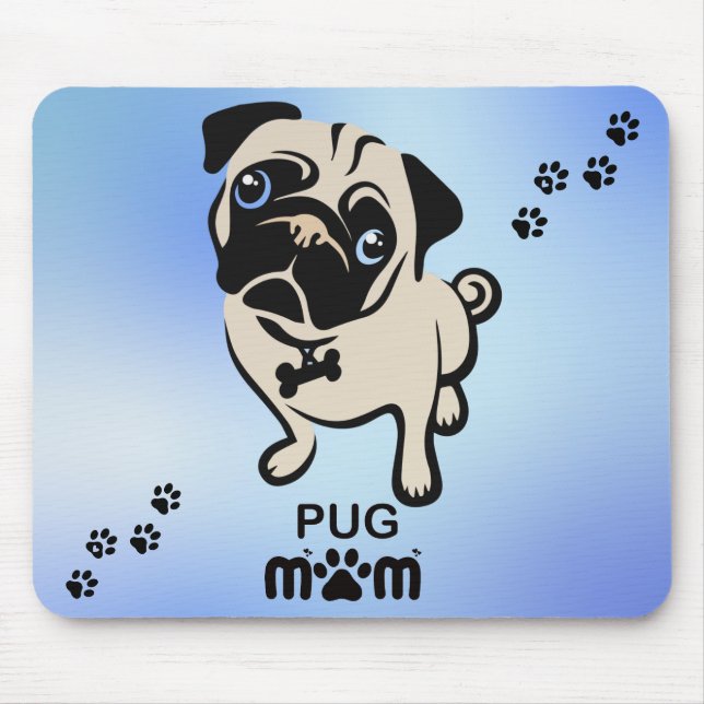 Mousepad Pug Mãe Paw Print (Frente)