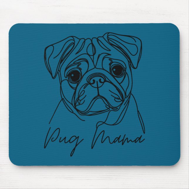 Mousepad Pug Mom Artistic Dog Pug Line Mama (Frente)