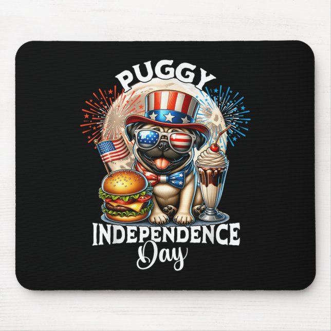 Mousepad Pug Moon Independence Day Pug (Frente)