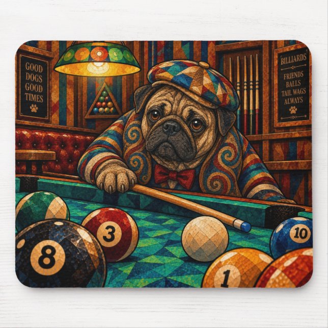 Mousepad Pug, Mosaico Geométrico (Frente)