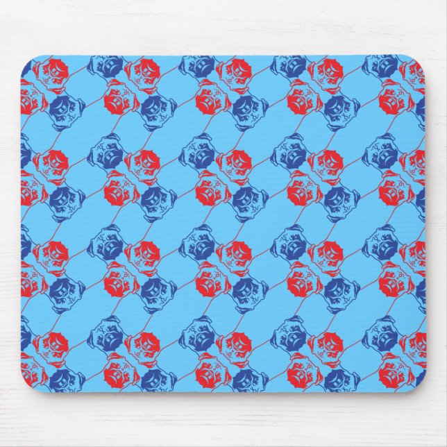 Mousepad Pug Pattern Red Blu (Frente)