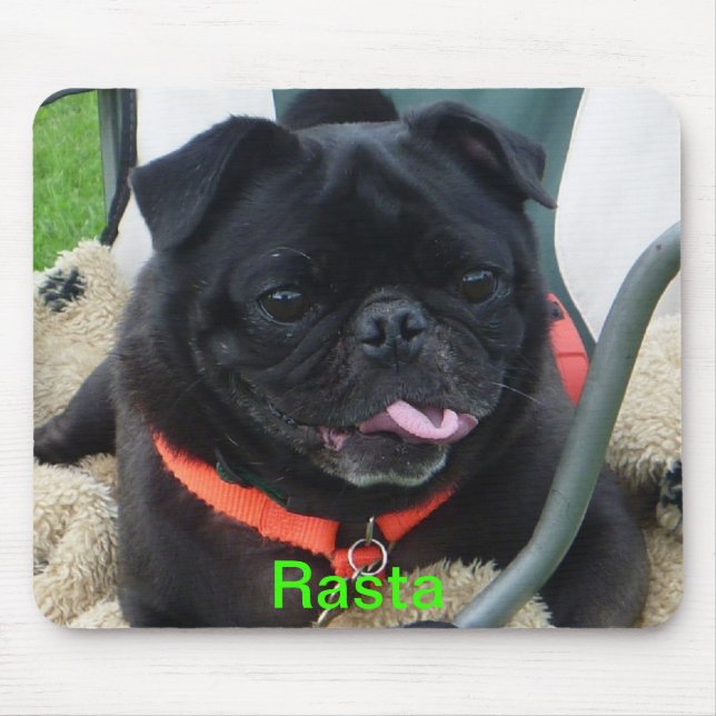 Mousepad PUG preto de Rasta (Frente)