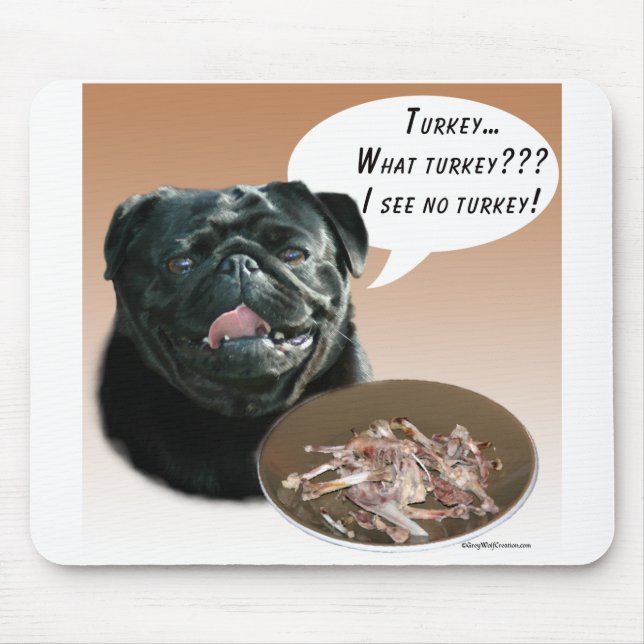 Mousepad Pug (preto) Turquia (Frente)