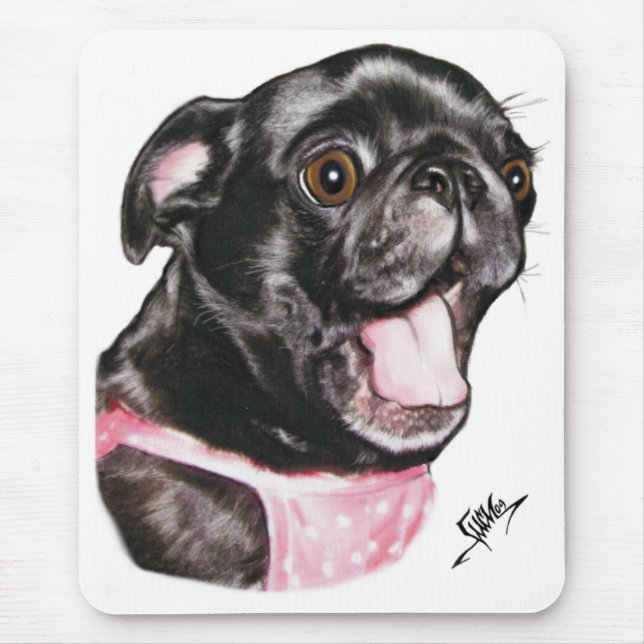 Mousepad Pug preto Whassup?! (Frente)