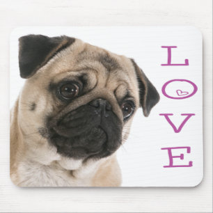 Mousepad Pug Puppy Dog Purple Heart LoveMousepad