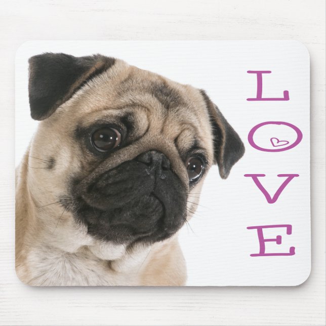 Mousepad Pug Puppy Dog Purple Heart LoveMousepad (Frente)