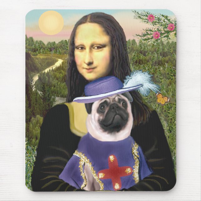 Mousepad Pug (Sir) - Mona Lisa - Personalizado (Frente)