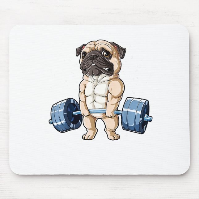 Mousepad Pug Weising Engraçado Deadlevantador Homens Malhaç (Frente)