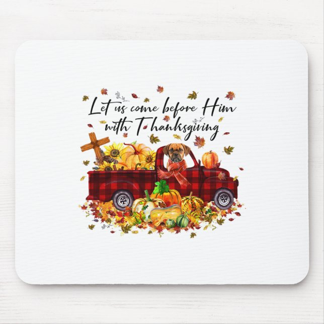 Mousepad Puggle Pumpkin Caminhão Antigo Dia de Ação de Graç (Frente)