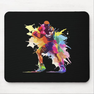 Mousepad Pugilista Homem Boxe Tinta Salpico Kickboxer Kickb