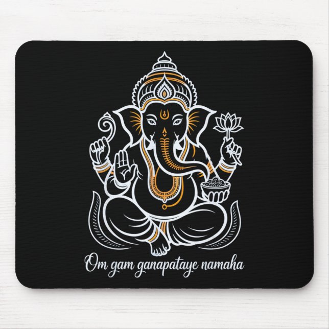 Mousepad Pujá de Ganesha hindu Deus Elefante Índia Meditaçã (Frente)