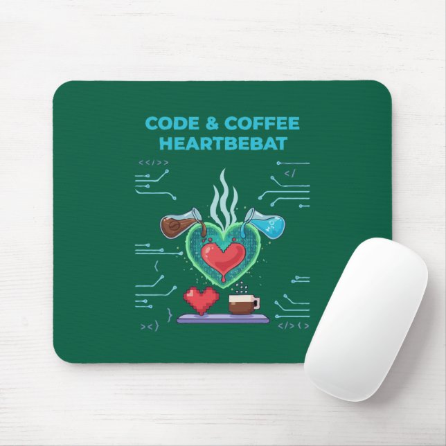 Mousepad Pulsação de Código & Café | Programador Geek Diver (Com mouse)