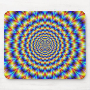 Mousepad Pulso Psicodélico no Bloco de Mão Azul e Amarelo
