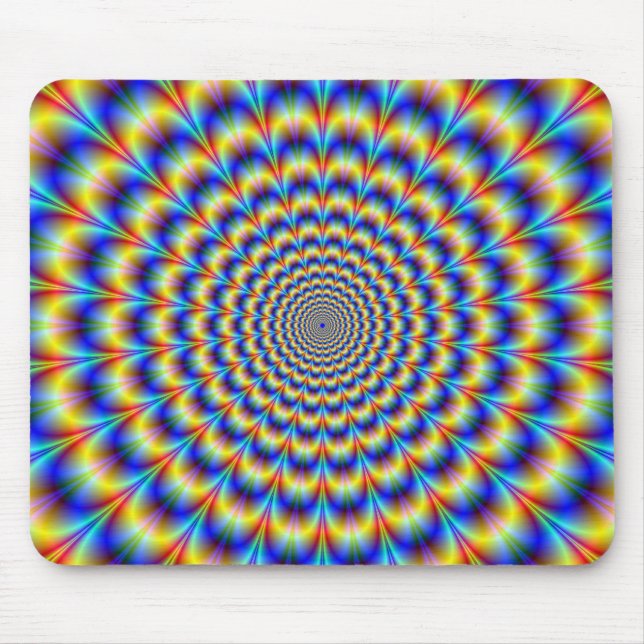 Mousepad Pulso Psicodélico no Bloco de Mão Azul e Amarelo (Frente)