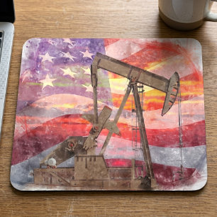 Mousepad Pumpjack silhueta pastel desenho americano Bandeir