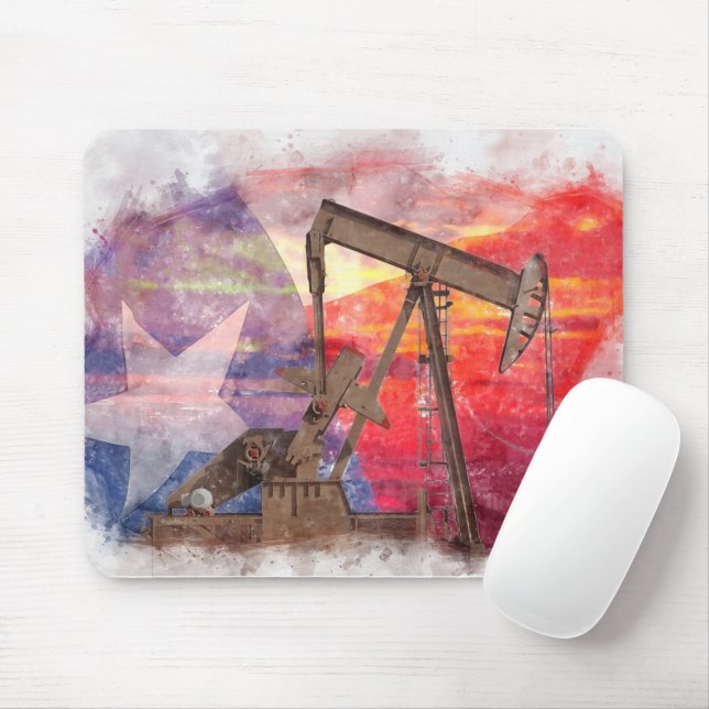 Mousepad Pumpjack Texan ícone pastel desenho com Texas Flag (Com mouse)