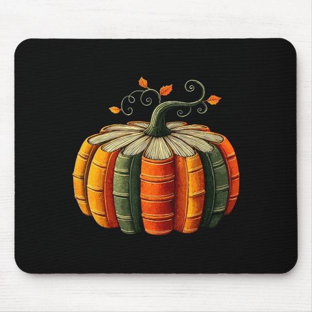 Mousepad Pumpkin Autumn Season Book Lover Books Reading Hal (Frente)
