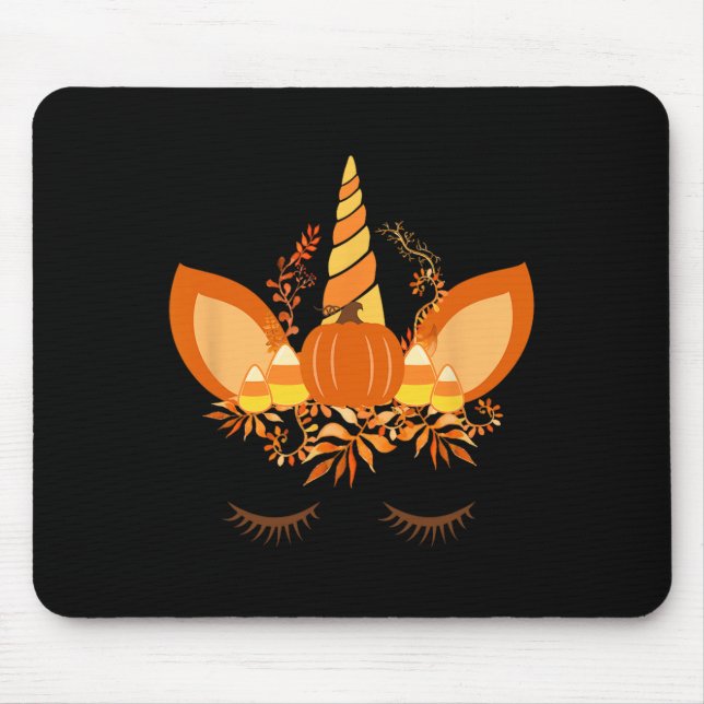 Mousepad Pumpkin Candy Corn - Autumn Call Themed Unicorn (Frente)