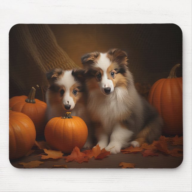 Mousepad Pumpkin de Abóbora de Shetland Sheepdog (Frente)