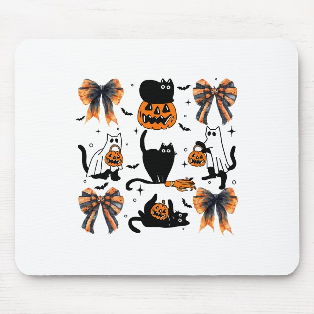 Mousepad Pumpkin de Arco de Halloween de Gato Negro (Frente)