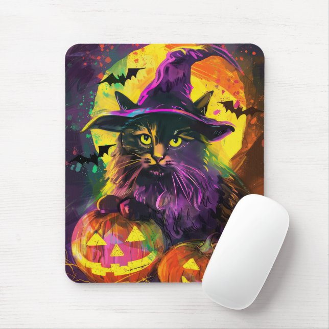 Mousepad Pumpkin de bruxa de bruxa maldita angora turca (Com mouse)