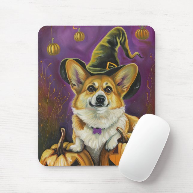 Mousepad Pumpkin de Bruxa de Halloween do Cachorro Spooki (Com mouse)